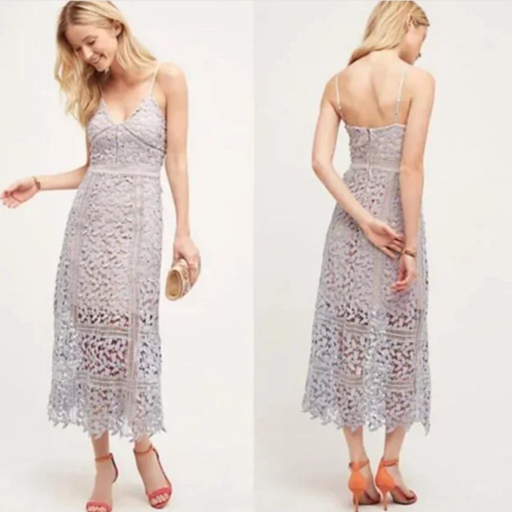 Elliatt Anthropologie Tingle Floral Lace Midi Dress Lilac - Size S